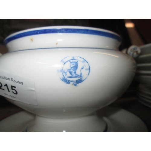 215 - Decorative Copeland armorial blue and white  dinnerware