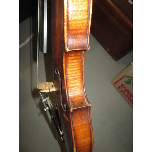 217 - Early 20th century violin, full back, no label, bow in hard case