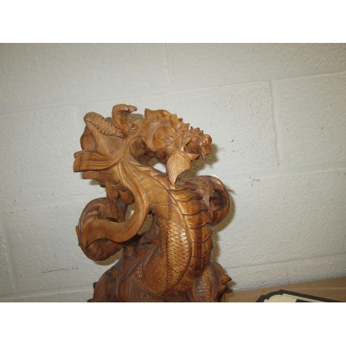 258 - Carved Chinese hardwood dragon ornament