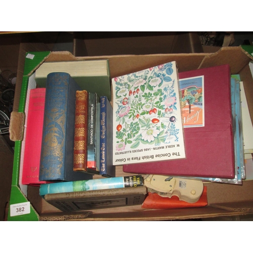 382 - 3 x boxes of oddments : copper kettle, books etc.