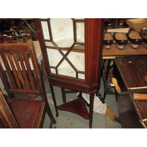 437 - Edwardian inlaid corner cupboard