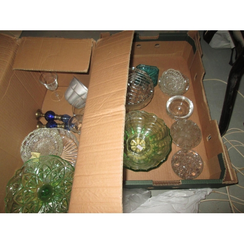 495 - 2 x boxes of coloured and other glassware