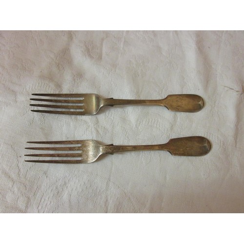 672 - 2 x solid silver forks both with Newcastle and London assay office1874 & 1877, marks makers : Clemen... 