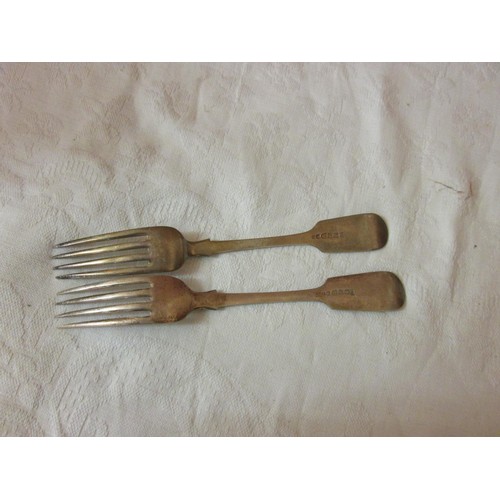 672 - 2 x solid silver forks both with Newcastle and London assay office1874 & 1877, marks makers : Clemen... 