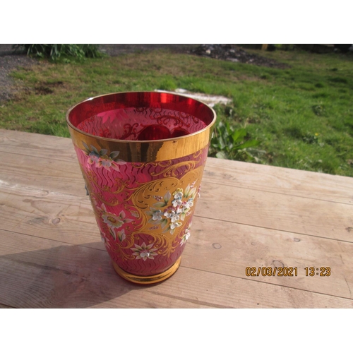 11 - Italian glass vase with applied decoration, no bocage damage light gild rub