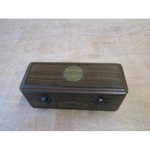 36 - Antique style Dolland type telescope in wooden presentation box