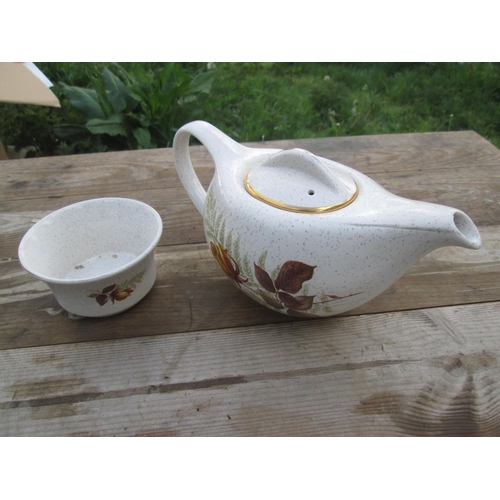 43 - Kernewek Goonhavern Pottery Autumn Rose tea pot & sugar bowl