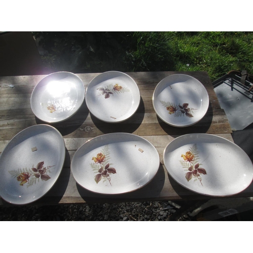 58 - 6 x Kernewek Goonhavern Pottery Autumn Rose dinner plates