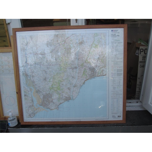 503 - OS map of Exmouth & Budleigh Salterton in oak frame