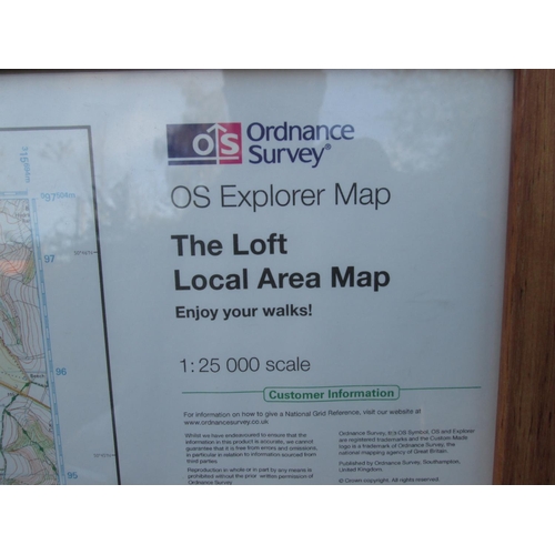 503 - OS map of Exmouth & Budleigh Salterton in oak frame