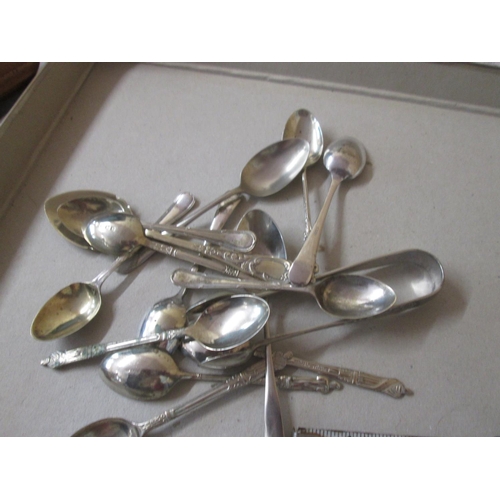 17 - Exeter silver teaspoon Edwin Sweet & silver plate spoons etc