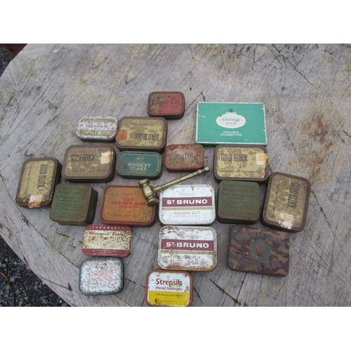 48 - Collection of various vintage advertising tins and brass gavel