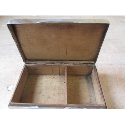 61 - Silver cigarette box, notes dings and loose hinged lid, marks rubbed, Birm.