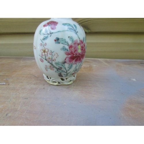 69 - Chinese Famille Rose vase of unusual form with well executed restoration 10 cms x 8 cms