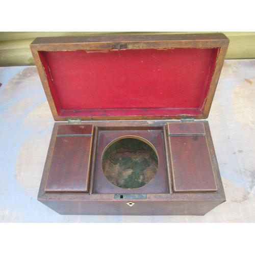 71 - Georgian mahogany tea caddy with hinged lid, fitted interior, no blending bowl and one lid loose 31 ... 