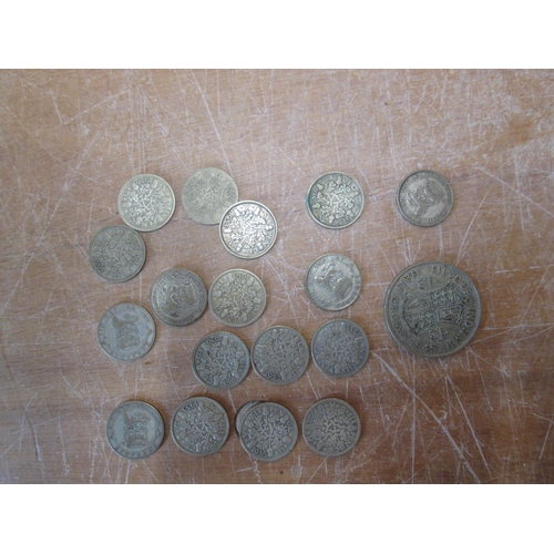 105 - Coins : A Half Florins, 7 x Florins, 11 x Shillings & 17 Sixpences , all pre 1947