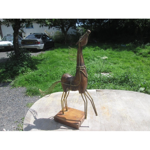 251 - Wood and metal horse sculpture