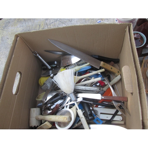 263 - Box of kitchenware, and cutlery