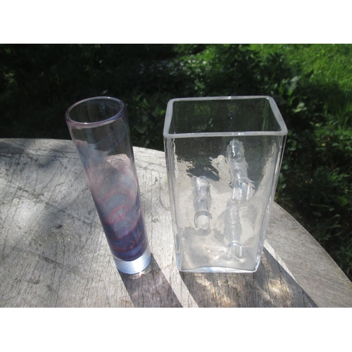 281 - Modernist clear glass vase and one other