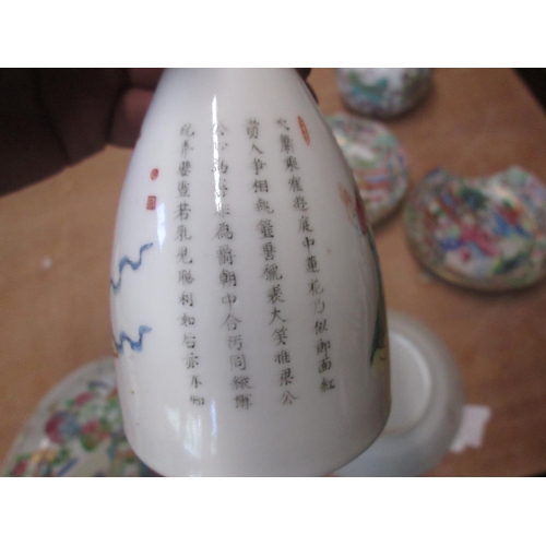 289 - Collection of assorted 20th century Chinese Famille Rose style china, : 3 plates (one cracked, tea c... 