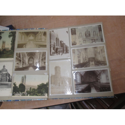 294 - Approx 69 postcards, views of churches, many west country interest in an album