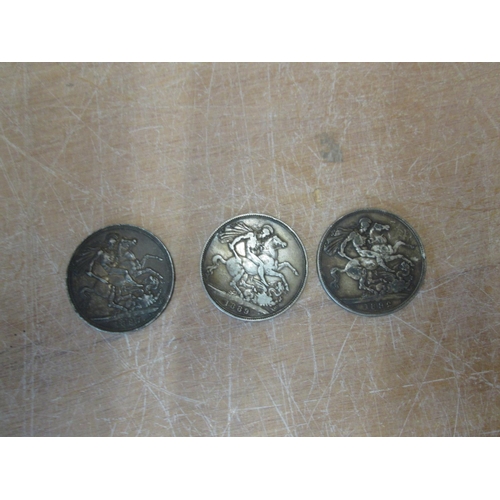 300 - Coins : Crowns 1889, 1892 & 1897, coins are average - fine with occasional E.K.s