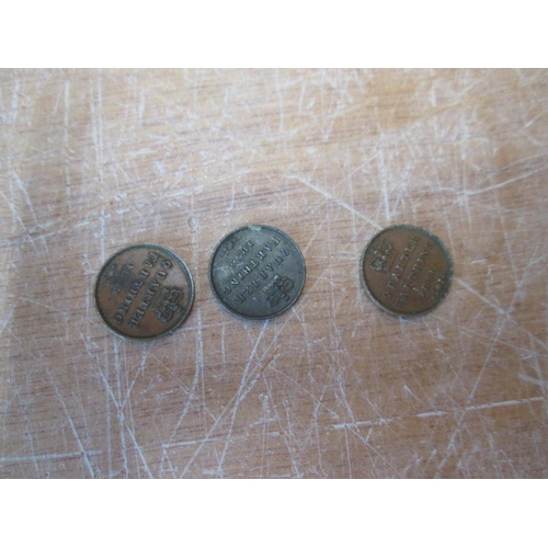 302 - Coins : 1/4 Farthings 1851 & 2 x 1852 F/GF with occasional edge damage