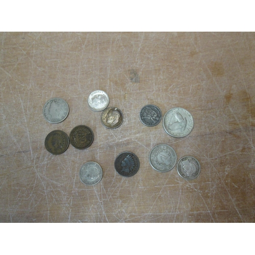 307 - Coins : USA 25 Cents 1917 F, 10 Cents 1874, 1911, 1916, 1949, 1964 F - GVF, 5 Cents 1887 & 1902 NF &... 