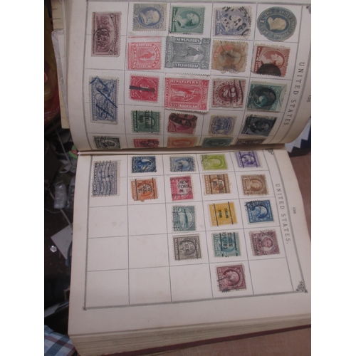 314 - Stamps : 2 old time stamp collections in a Lincoln album, schoolboy collection in an Adelphie album ... 