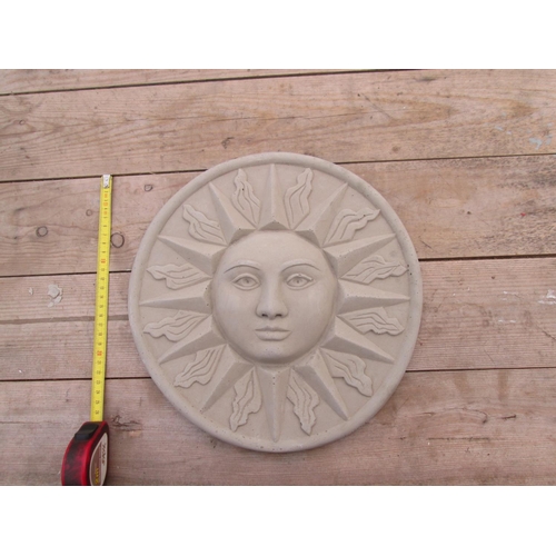 334 - Composite stone garden ornament : Sun plaque