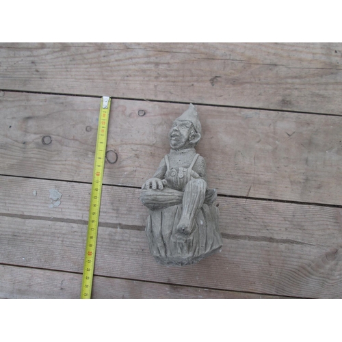 341 - Composite stone garden ornament : Seated Elf