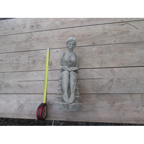 344 - Composite stone garden ornament : Pixie Reading