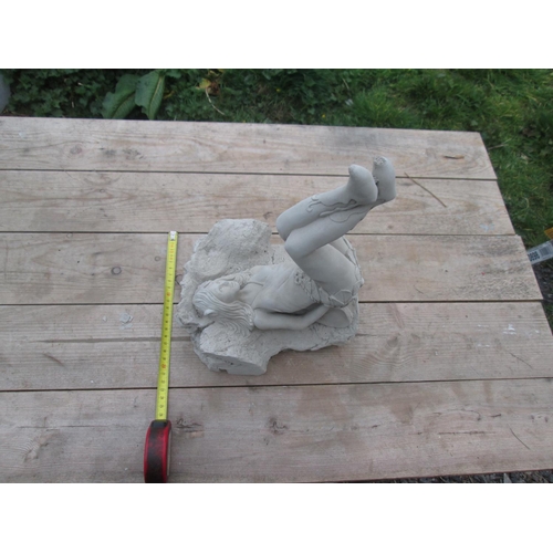 348 - Composite stone garden ornament : Exercising Pixie