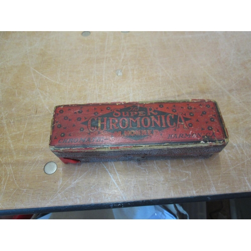 370 - Hohner Super Chromatics chromatic harmonica in box of issue : Provenance came from The Exeter Black ... 