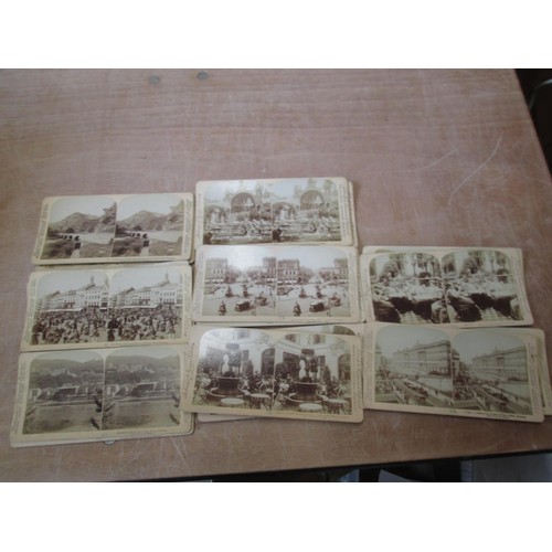 428 - 23 x black and white stereoscopic view cards, views around Europe