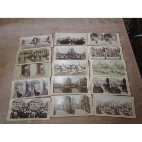 428 - 23 x black and white stereoscopic view cards, views around Europe