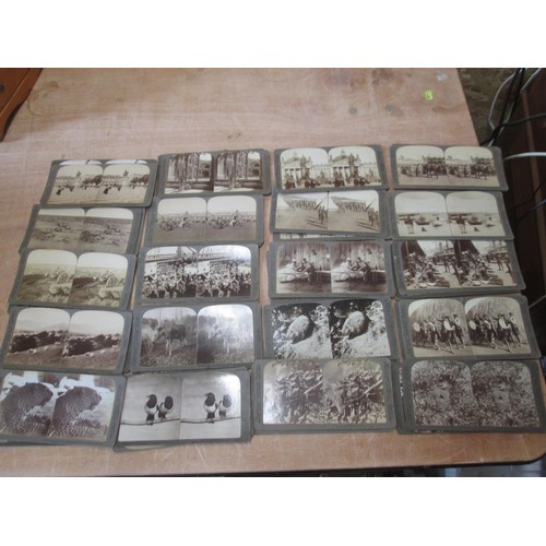 430 - 52 x interesting black and white stereoscopic viewcards : ethnographic, military & wildlife includin... 