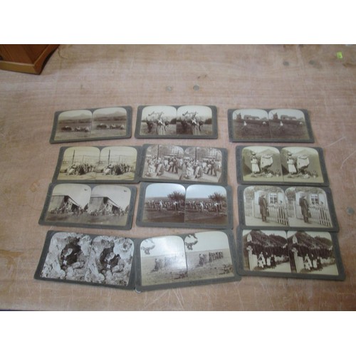 430 - 52 x interesting black and white stereoscopic viewcards : ethnographic, military & wildlife includin... 