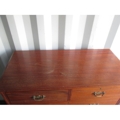 443 - Edwardian red walnut chest of drawers, note veneer missing on side bottom 108 cms x 50 cms x 108 cms