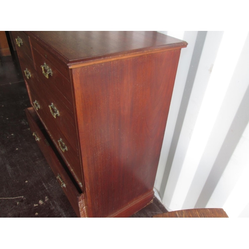 443 - Edwardian red walnut chest of drawers, note veneer missing on side bottom 108 cms x 50 cms x 108 cms