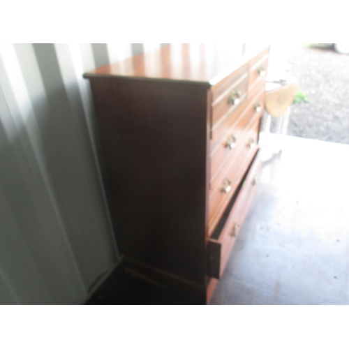 443 - Edwardian red walnut chest of drawers, note veneer missing on side bottom 108 cms x 50 cms x 108 cms