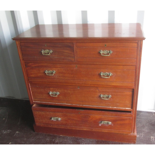 443 - Edwardian red walnut chest of drawers, note veneer missing on side bottom 108 cms x 50 cms x 108 cms