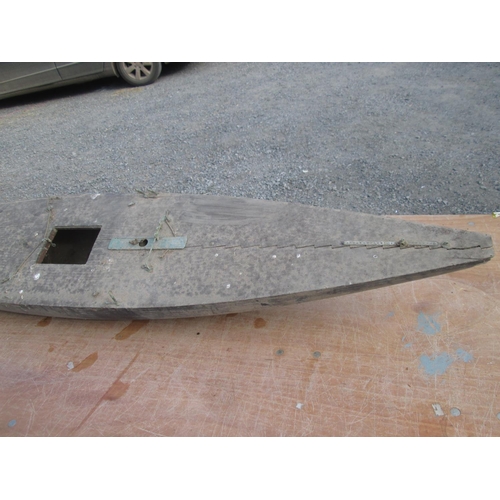 453 - Early 20th century hand built pond yacht, of solid painted hardwood construction with heavy metal ke... 