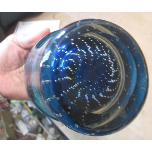 484 - Whitefriars blue bubble glass vase