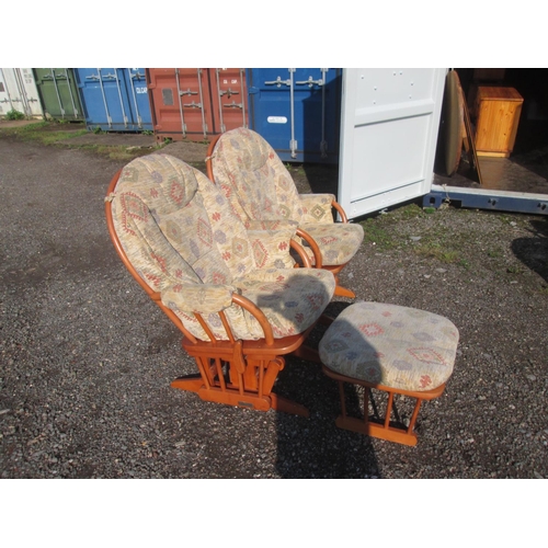 540 - 2 x easy chairs and footstool