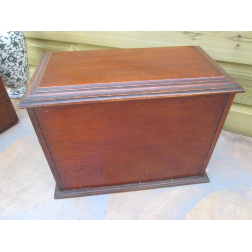 89 - Edwardian oak smokers cabinet 36 cms x 28 cms x 19 cms