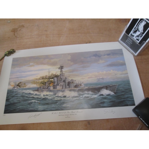 87 - Pair of signed Ltd Edition prints by Simon Fisher, counter signed by survivors of the battle : Bisma... 