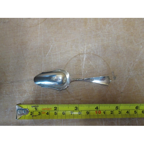 187 - Pretty 19th century continental silver caddy spoon with twist stem