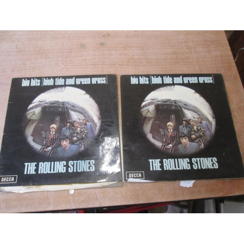 116 - 2 x Rolling Stones records : Big Hits, sleeves damaged, deeper scratches and scuffing