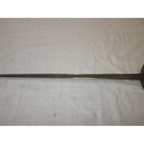 216 - Sword : 18th century Continental rapier of steel construction with tapering triform blade, lightly d... 